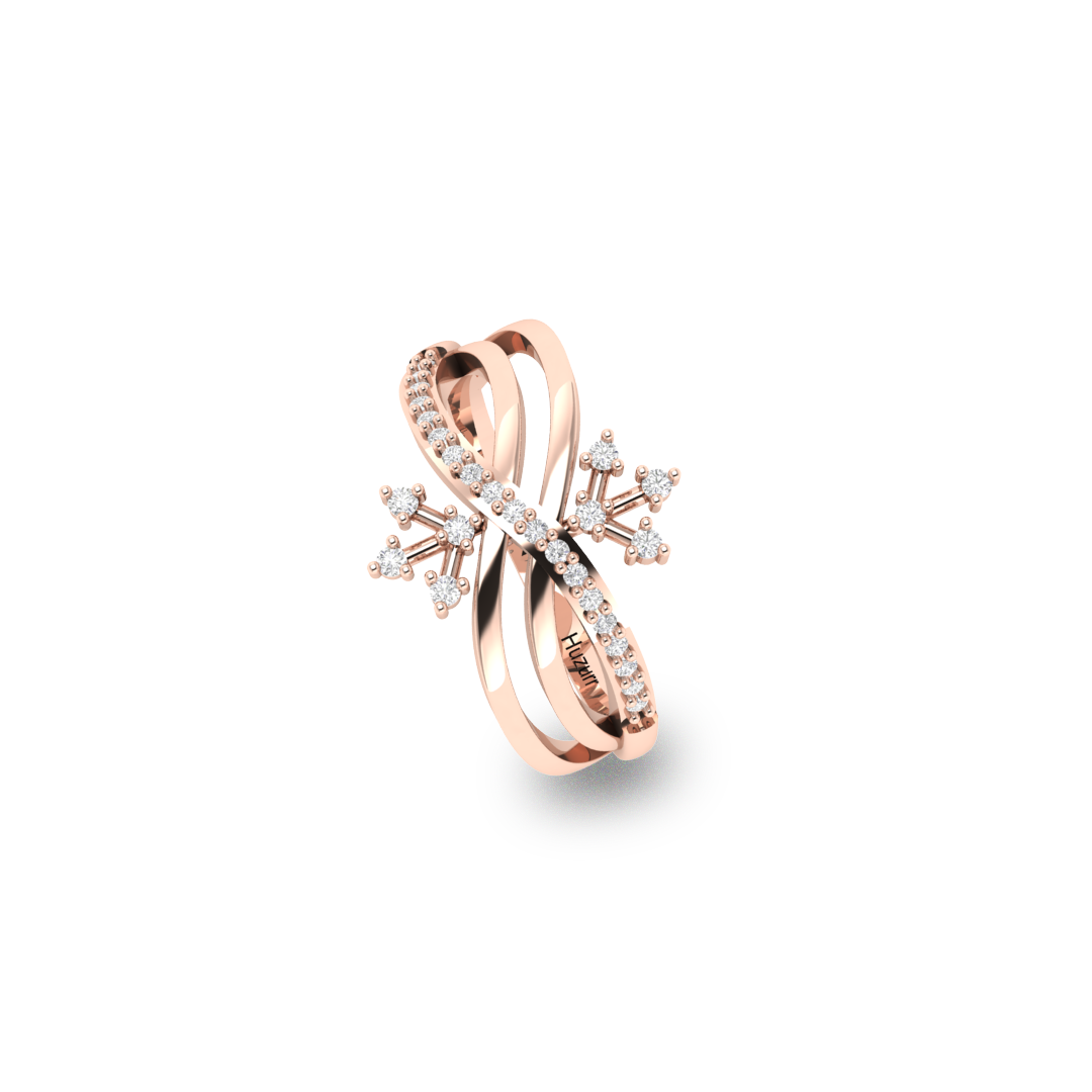 Sparkling Queen Crown Rose Gold Plated Diamond Ring
