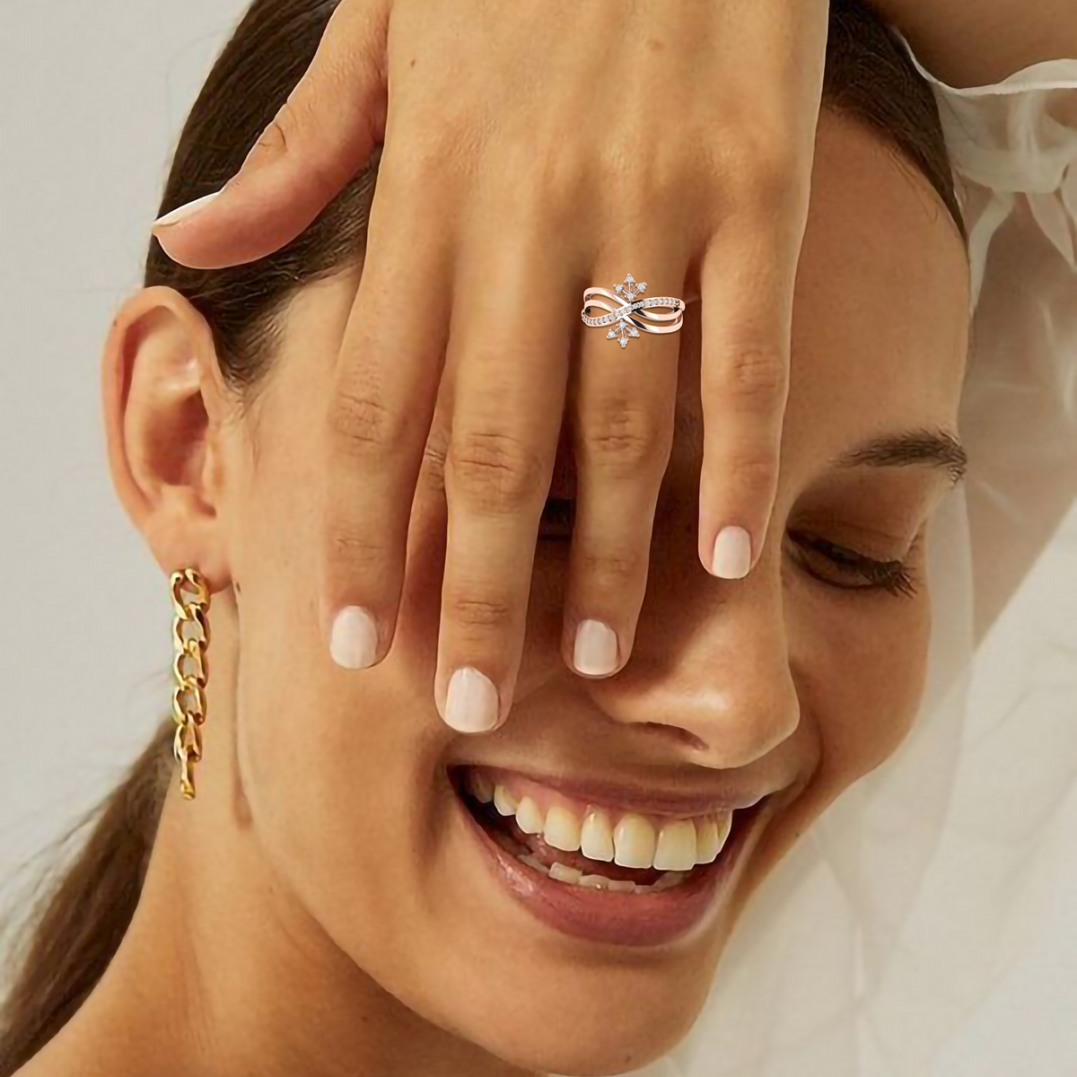 Sparkling Queen Crown Rose Gold Plated Diamond Ring