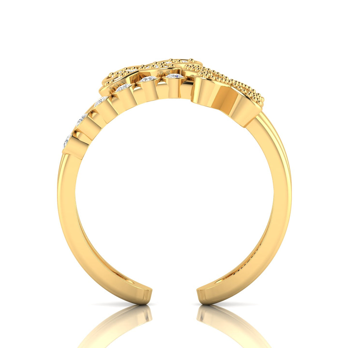 Double Band Butterfly Adjustable Diamond Ring