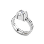 Sterling Silver Double Band Round Diamond Ring