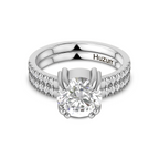 Sterling Silver Double Band Round Diamond Ring