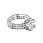 Sterling Silver Double Band Round Diamond Ring