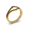 Double Wishbone Round Black Diamond Solitaire Gold Plated Ring