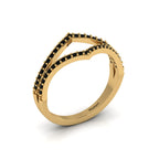Double Wishbone Round Black Diamond Solitaire Gold Plated Ring