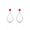 Open Teardrop Ruby Sterling Silver Earrings