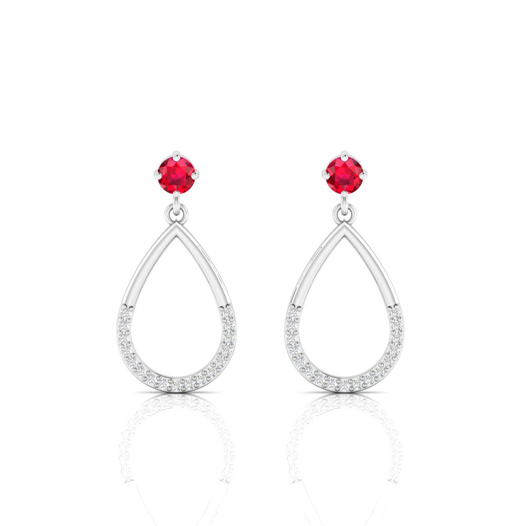 Open Teardrop Ruby Sterling Silver Earrings
