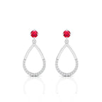 Open Teardrop Ruby Sterling Silver Earrings