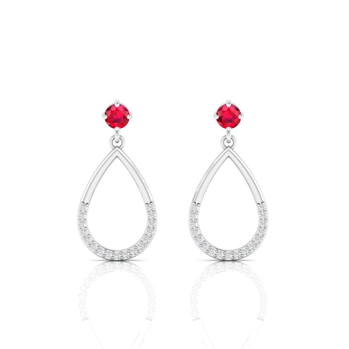 Open Teardrop Ruby Sterling Silver Earrings