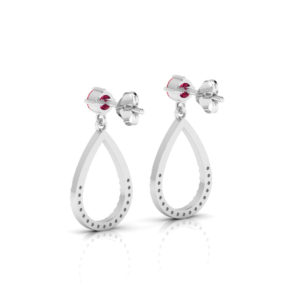 Open Teardrop Ruby Sterling Silver Earrings