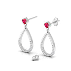 Open Teardrop Ruby Sterling Silver Earrings