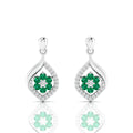 Sterling Silver Classic Drop Emerald Flower Earrings