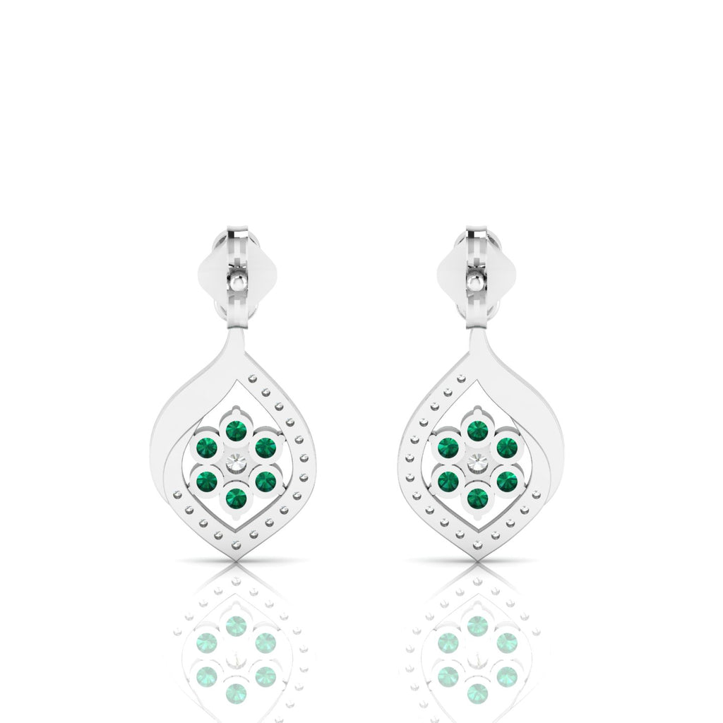 Sterling Silver Classic Drop Emerald Flower Earrings