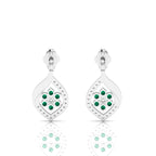 Sterling Silver Classic Drop Emerald Flower Earrings