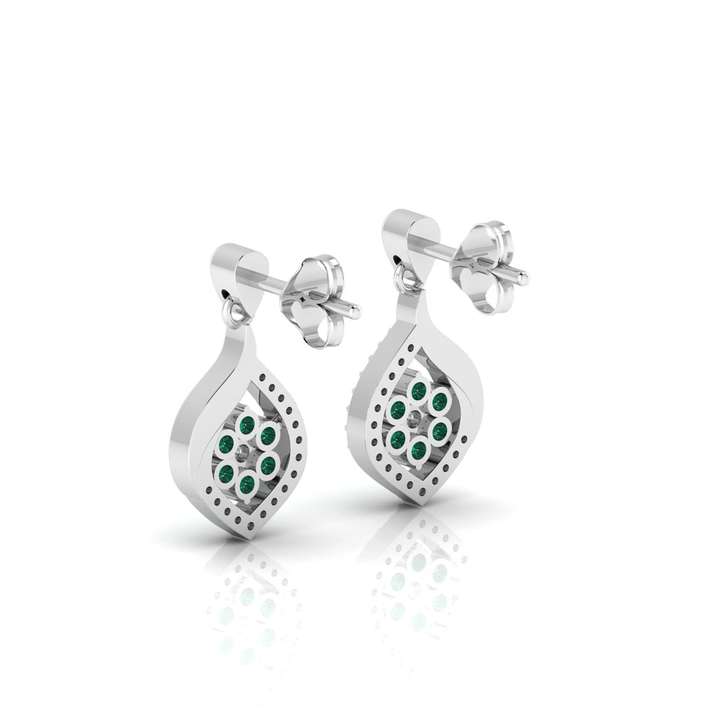 Sterling Silver Classic Drop Emerald Flower Earrings