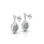 Sterling Silver Classic Drop Emerald Flower Earrings