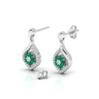 Sterling Silver Classic Drop Emerald Flower Earrings