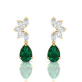 Gold Plated Emerald & Diamond Tear Drop Earrings