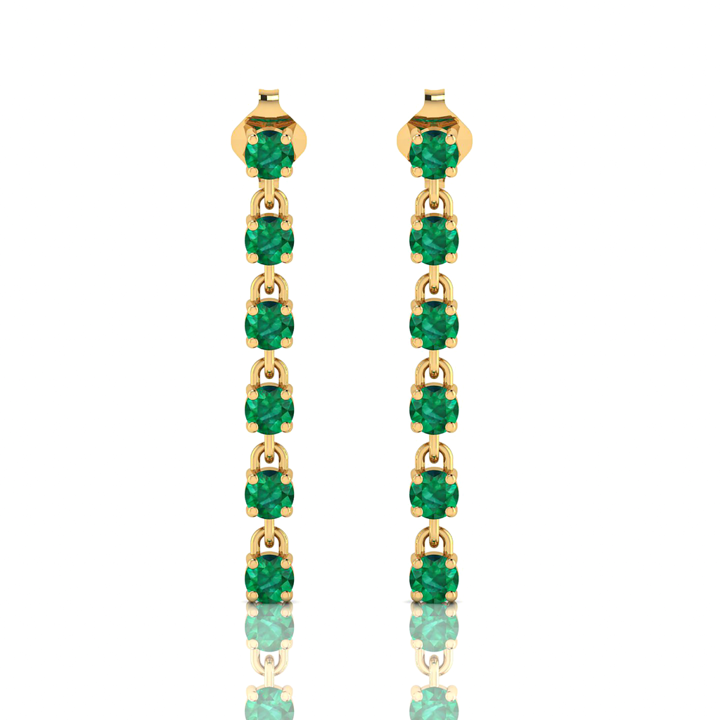 Emerald Dangle Drop Gold Plated Stick Long Earrings