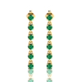 Emerald Dangle Drop Gold Plated Stick Long Earrings