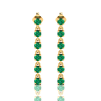 Emerald Dangle Drop Gold Plated Stick Long Earrings