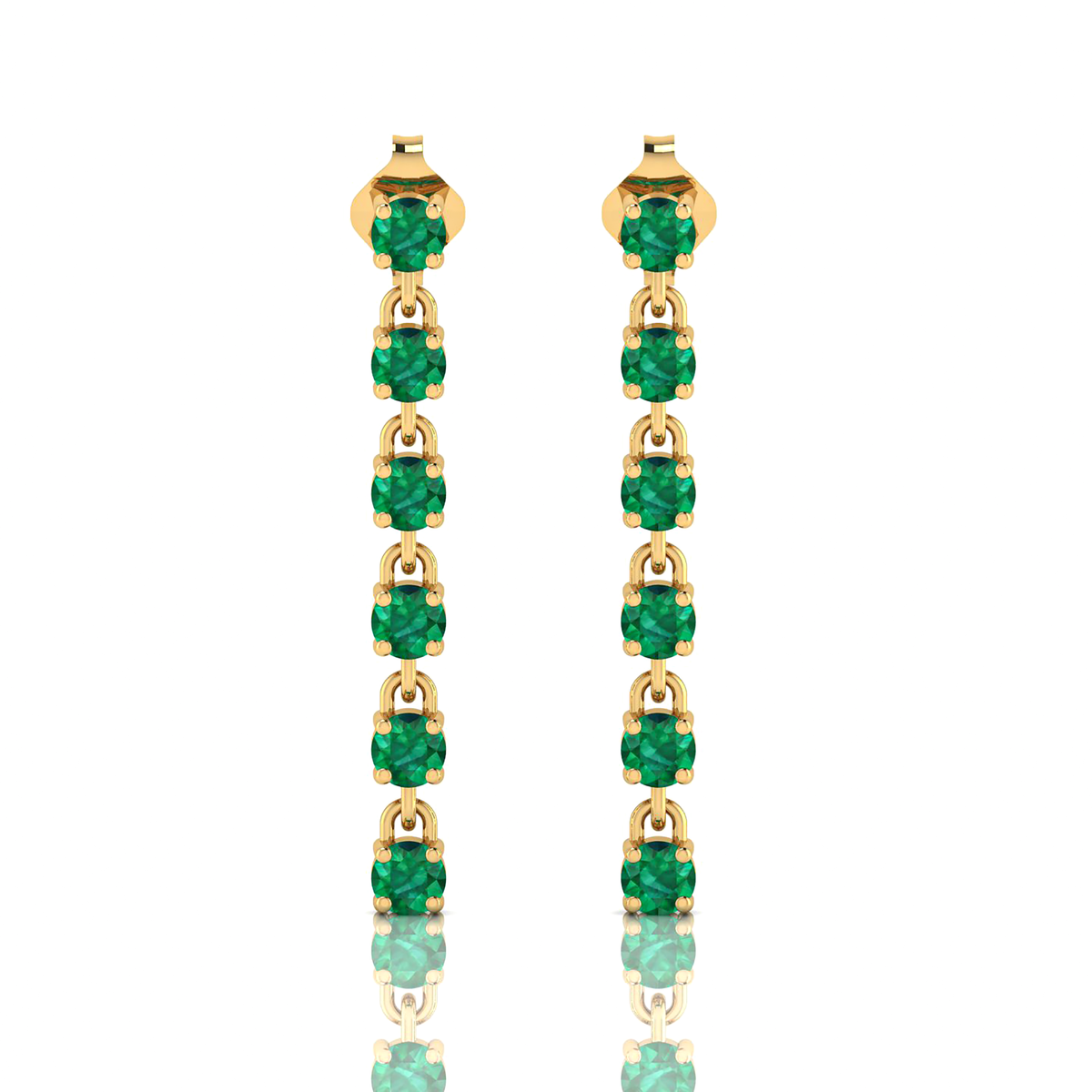 Emerald Dangle Drop Gold Plated Stick Long Earrings