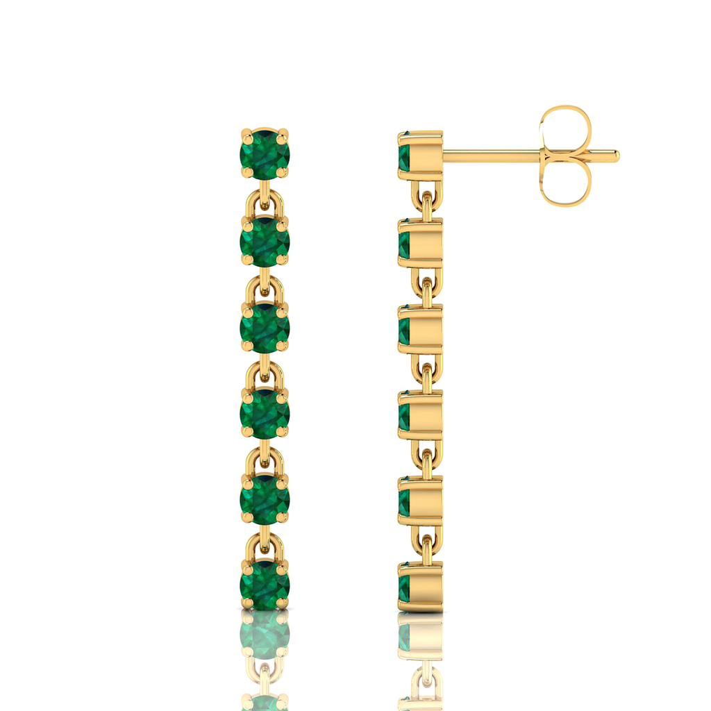 Emerald Dangle Drop Gold Plated Stick Long Earrings