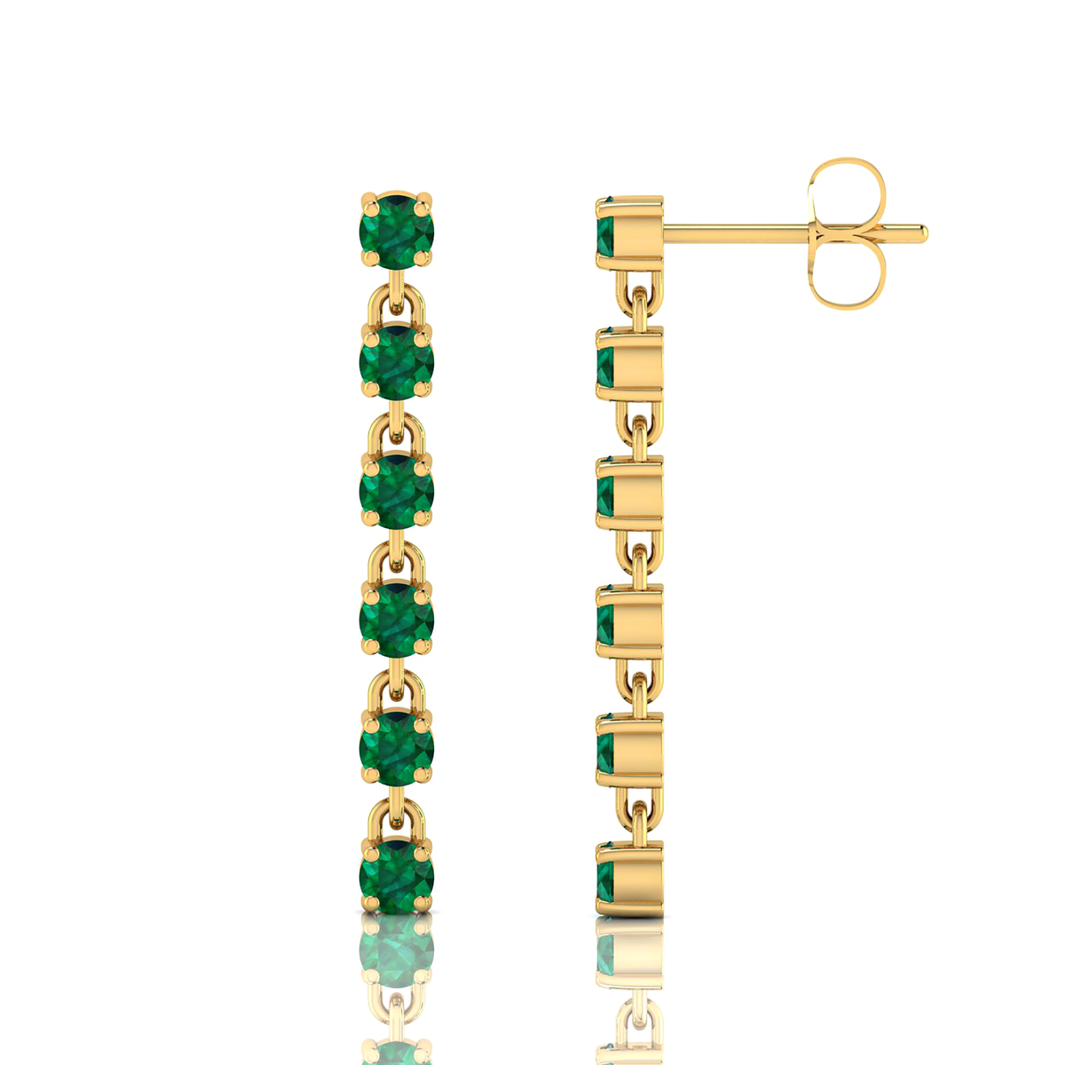 Emerald Dangle Drop Gold Plated Stick Long Earrings