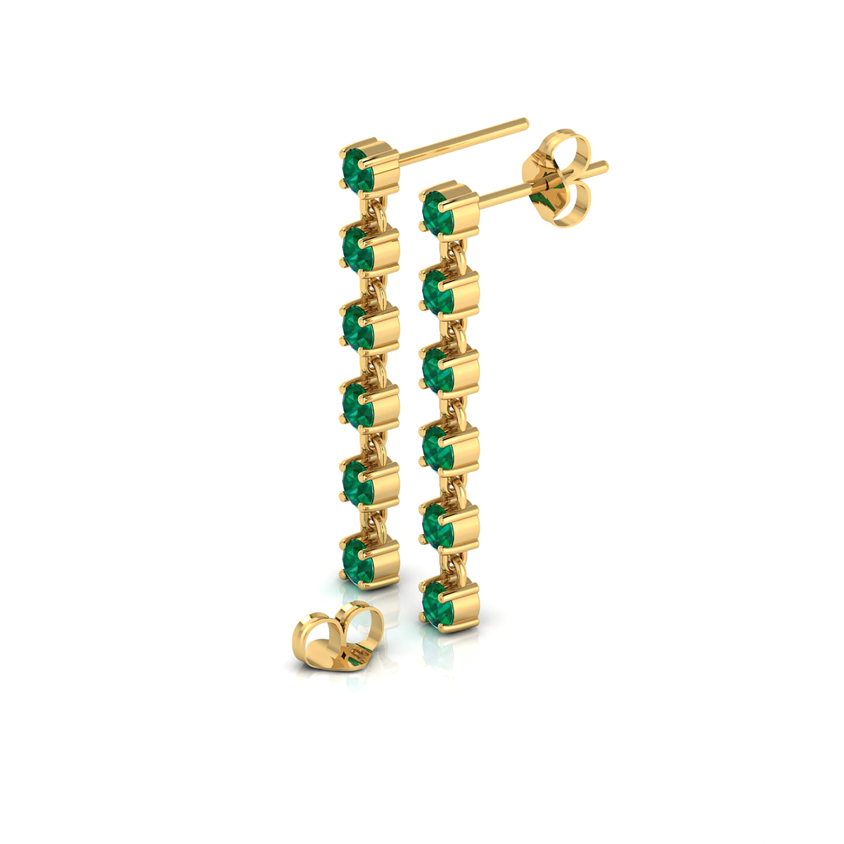 Emerald Dangle Drop Gold Plated Stick Long Earrings