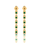 Emerald Dangle Drop Gold Plated Stick Long Earrings
