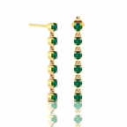 Emerald Dangle Drop Gold Plated Stick Long Earrings