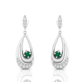 Sterling Silver Round Emerald Dangle Drop Earrings