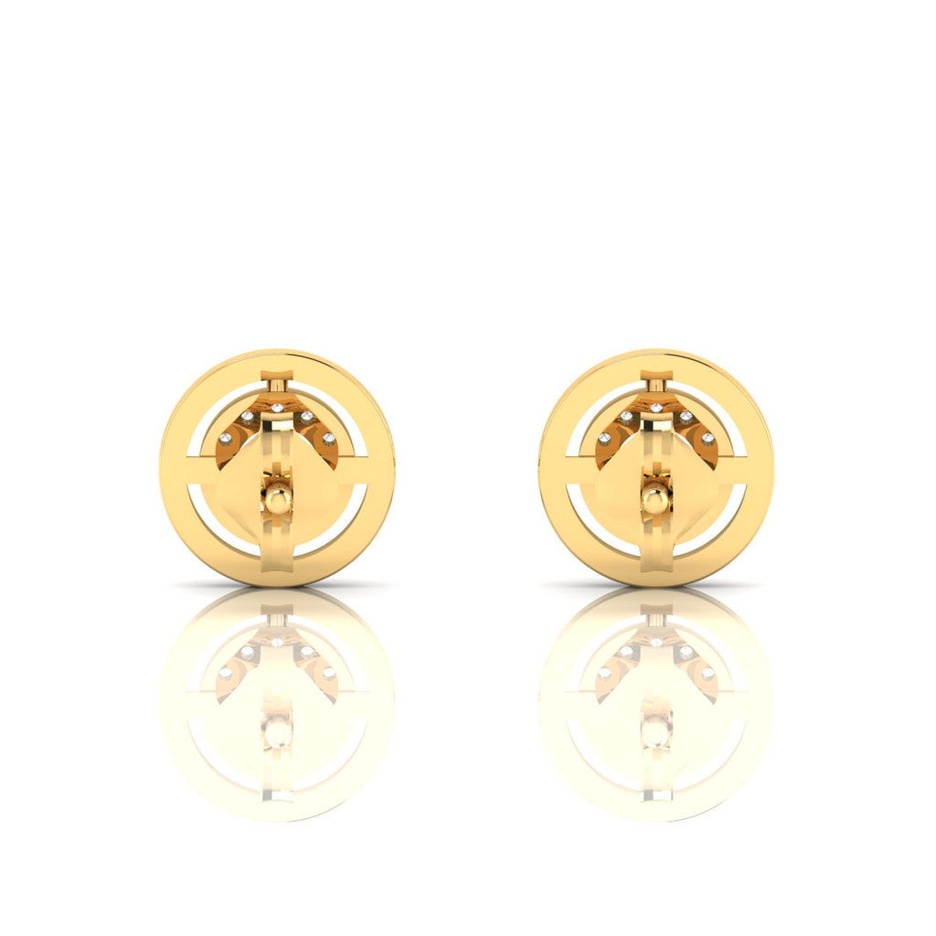 Emerald Gold Plated Round Halo Stud Earrings