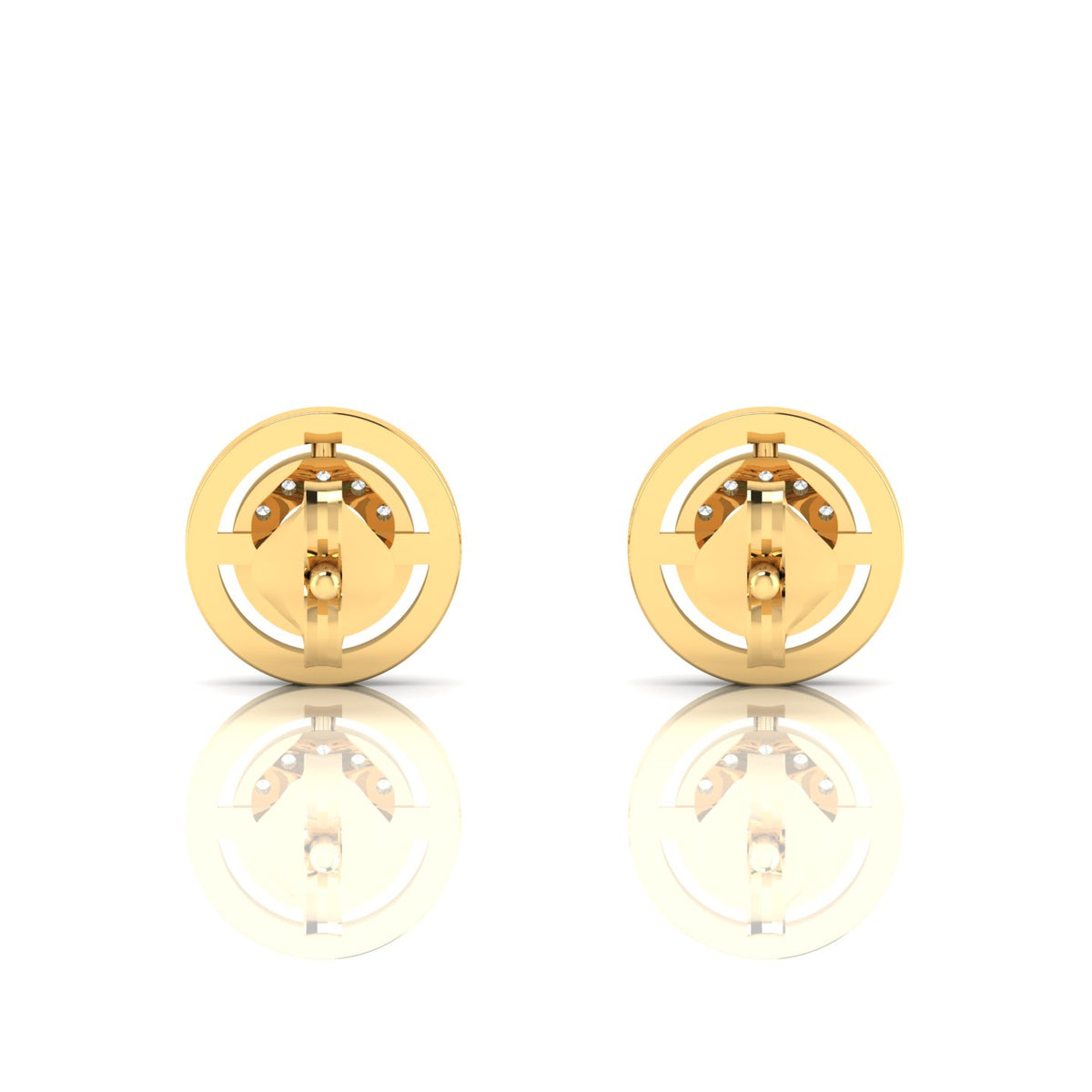Emerald Gold Plated Round Halo Stud Earrings