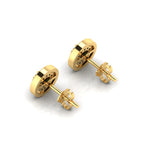 Emerald Gold Plated Round Halo Stud Earrings