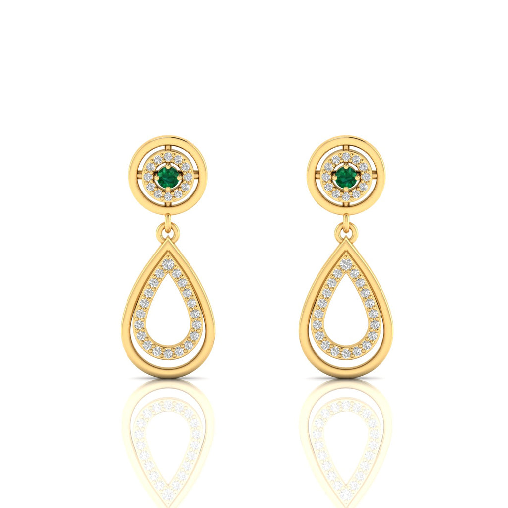 Emerald Gold Plated Dangle Teardrop Earrings