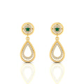 Emerald Gold Plated Dangle Teardrop Earrings