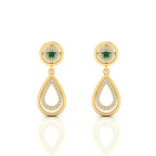 Emerald Gold Plated Dangle Teardrop Earrings