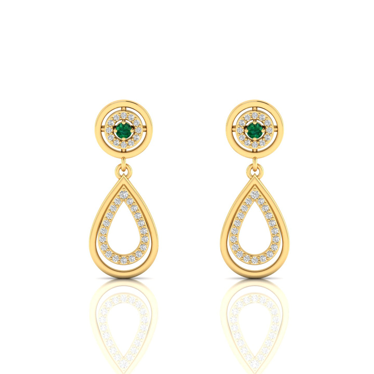Emerald Gold Plated Dangle Teardrop Earrings
