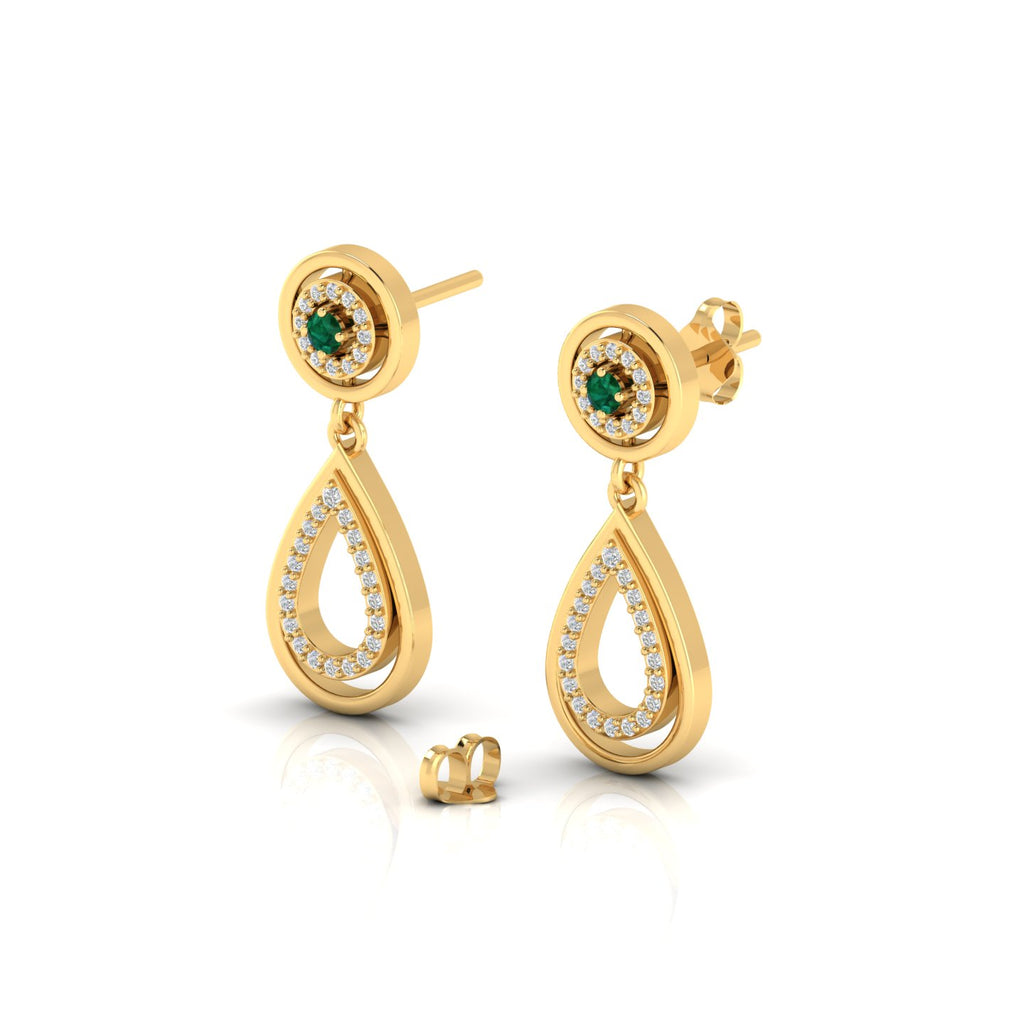 Emerald Gold Plated Dangle Teardrop Earrings