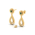 Emerald Gold Plated Dangle Teardrop Earrings