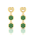 Emerald Drops & Danglers Gold Plated Heart Earrings