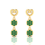 Emerald Drops & Danglers Gold Plated Heart Earrings