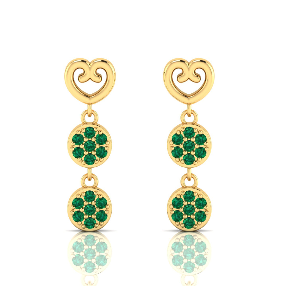 Emerald Drops & Danglers Gold Plated Heart Earrings