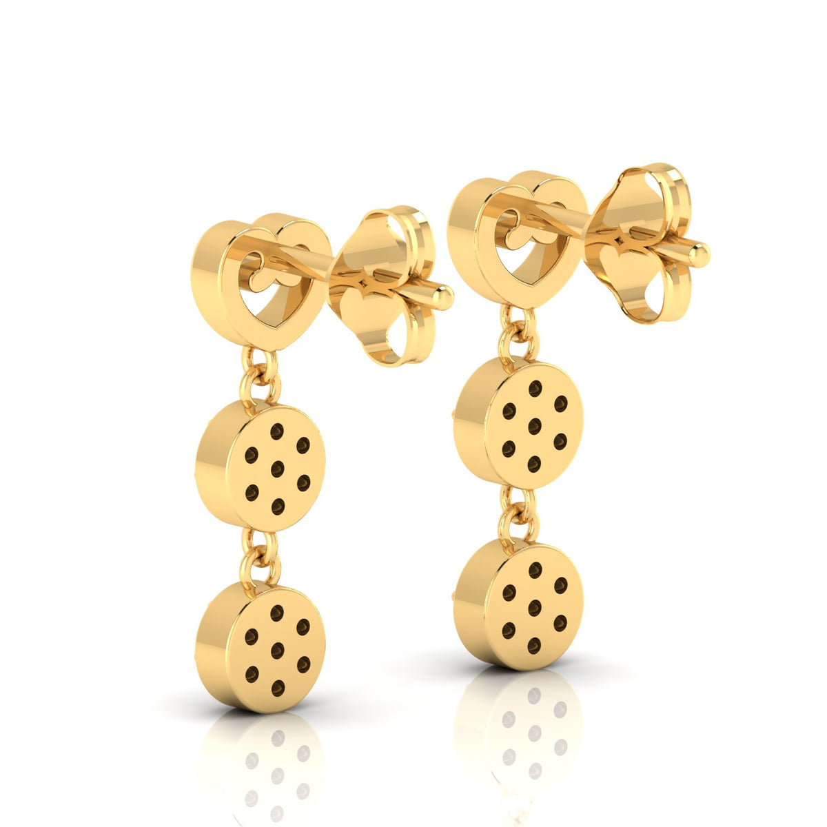 Emerald Drops & Danglers Gold Plated Heart Earrings