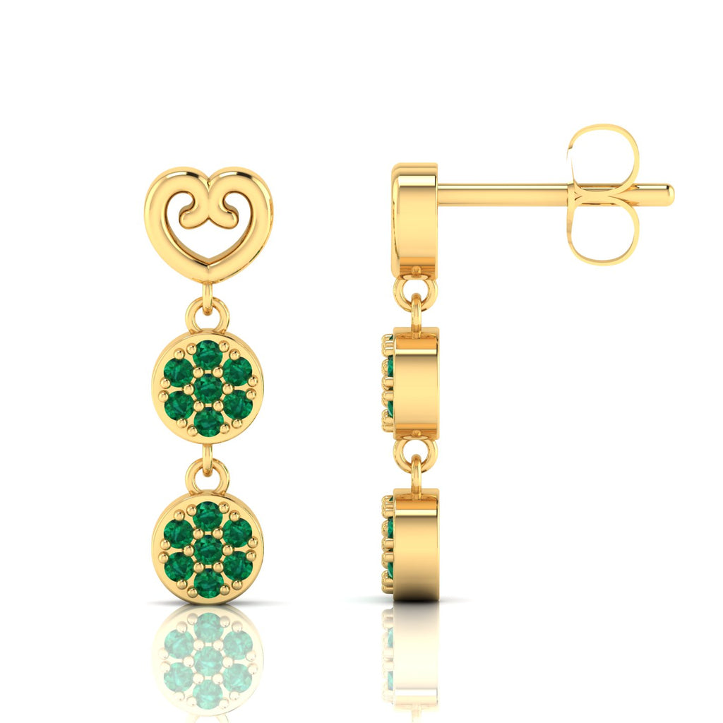 Emerald Drops & Danglers Gold Plated Heart Earrings