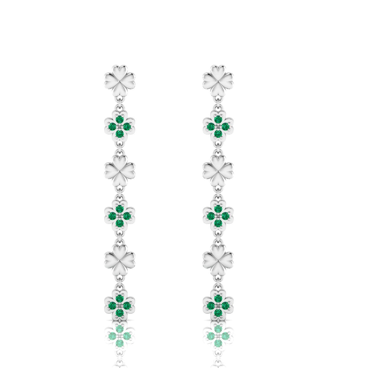 Clover Emerald Drops & Danglers Sterling Silver Earrings