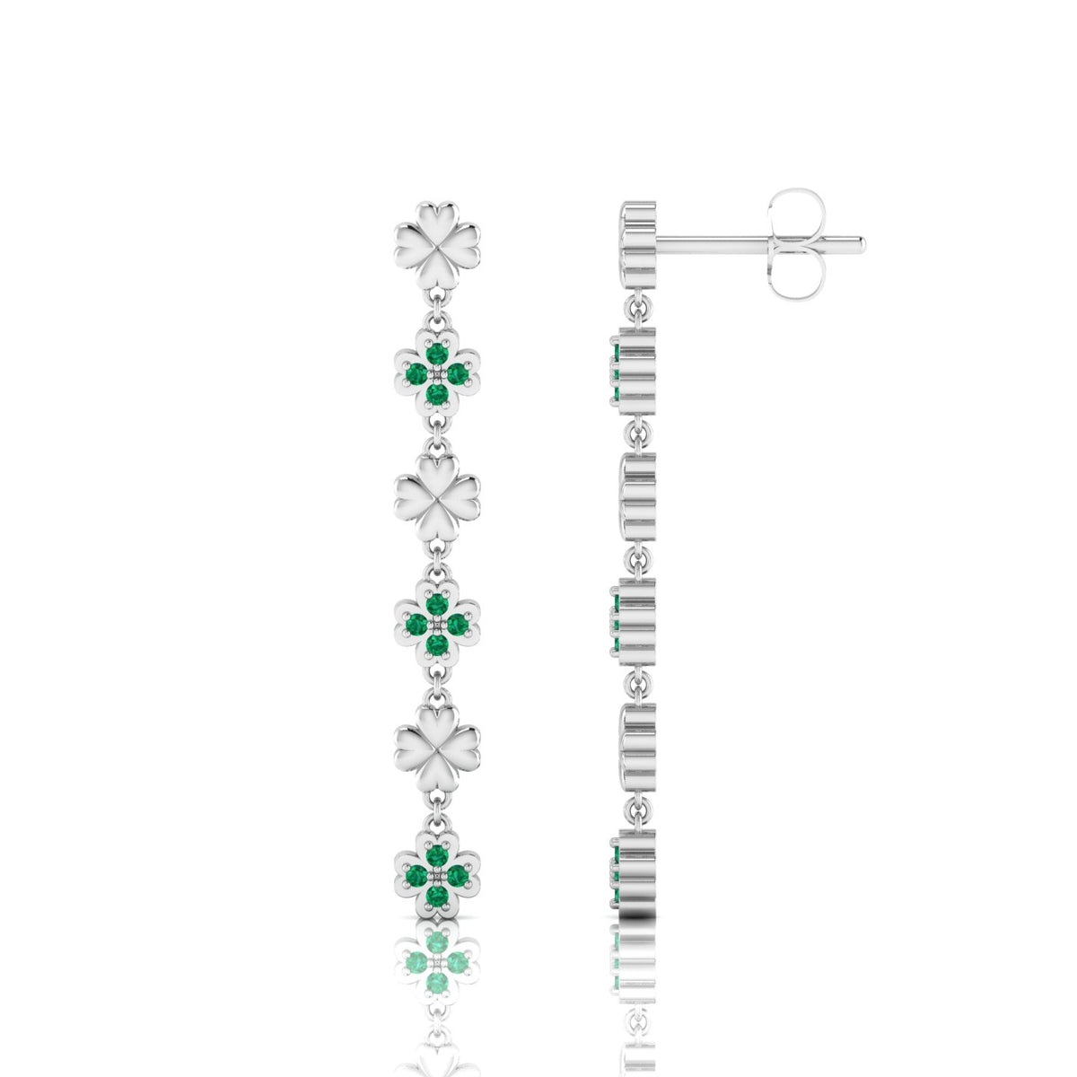 Clover Emerald Drops & Danglers Sterling Silver Earrings