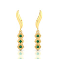 Emerald Gold Plated Wavy Line Drop Earrings