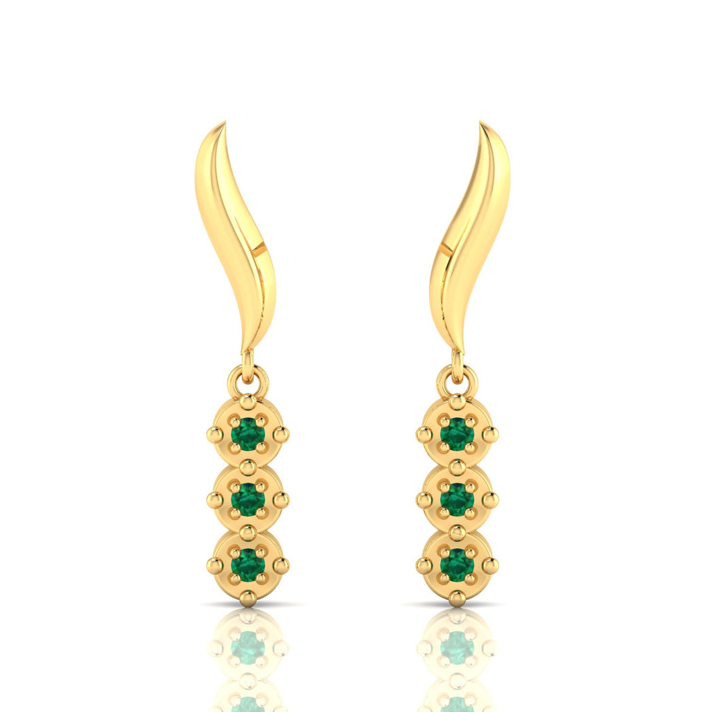 Emerald Gold Plated Wavy Line Drop Earrings