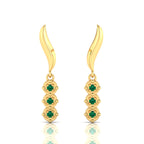 Emerald Gold Plated Wavy Line Drop Earrings